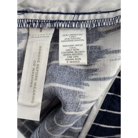 Ann Taylor‎ Loft Skirt Womens Size 10 Blue White Ikat Print Linen Blend Swing - Picture 5 of 5